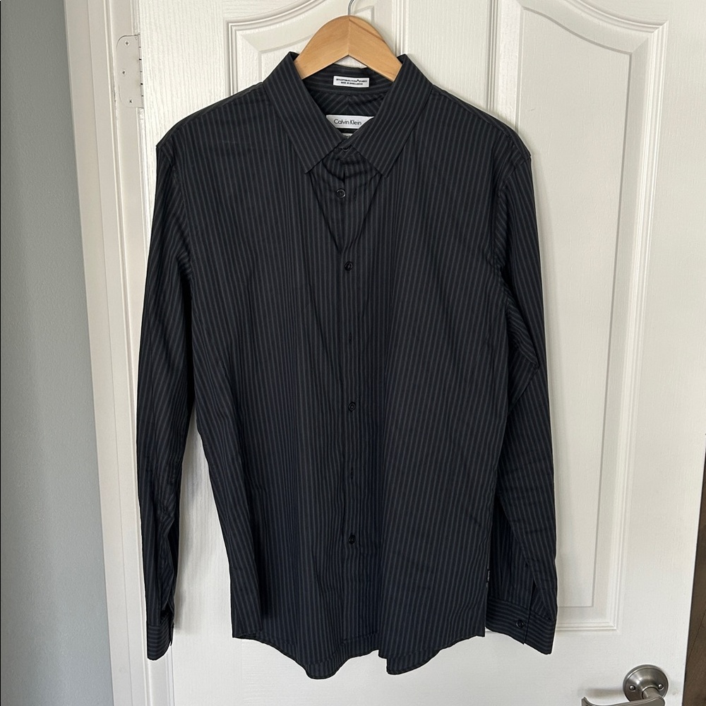 Calvin Klein Large Dark Pinstripe Shirt